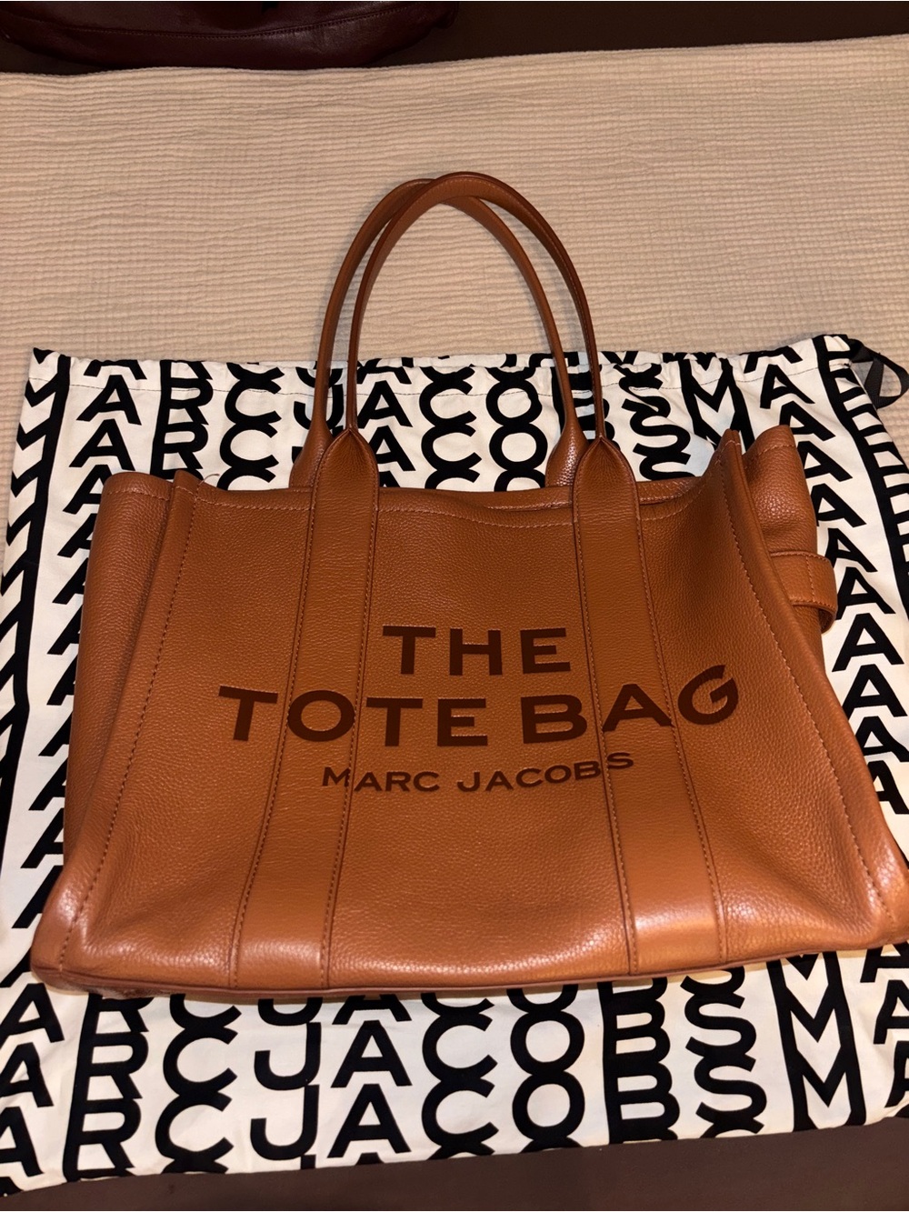 Pre-loved Large Marc Jacobs Tan Leather 'The Tote Bag' Pebbled Tote